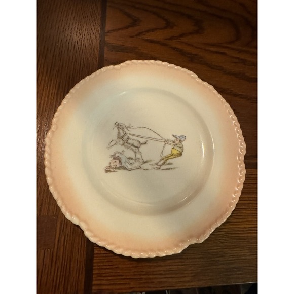 Other - Antique Palmer Cox Cartoon Brownies Porcelain Plate 7 1/4" Goat Humor 1800's